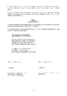 Závěrečná ustanovení směnné smlouvy (Článek VI). Bod 4: potvrzení splnění podmínek platnosti právního jednání dle § 43 zák. č. 131/2000 Sb. Bod 5: nabytí vlast…