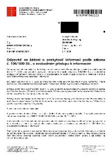 Odpověď na žádost o poskytnutí informací podle zákona č. 106/1999 Sb., o svobodném přístupu k informacím. Vydal: Hlavní město Praha, Magistrát hlavního města P…