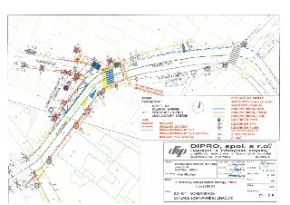 Situační plán dopravního značení SO 101 - Komunikace: PID Slivenecská, zastávka Nádraží Hlubočepy, Praha 5, č. akce 2960109. Zpracovatel: DIPRO, spol. s r.o. M…