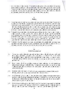 Textová část smlouvy obsahující články V. (Sankce) a VI. (Závěrečná ustanovení). Článek V. upravuje sankce za porušení rozpočtové kázně (5 % z výše prostředků)…