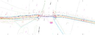 Technický situační výkres stavby (plán stavby) zobrazující trasu komunikace a okolní parcely. V mapě jsou vyznačeny parcely (např. 4127/20, 4127/31, 4127/35, 4…