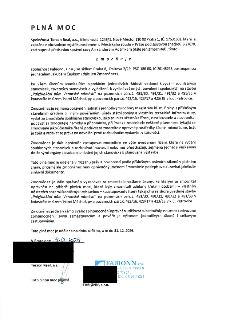 PLNÁ MOC
Společnost Terson Real, a.s., Klimentská 1246/1, Nové Město, 110 00 Praha 1, IČ: 17631602, zapsaná v obchodním rejstříku vedeném u Městského soudu v P…