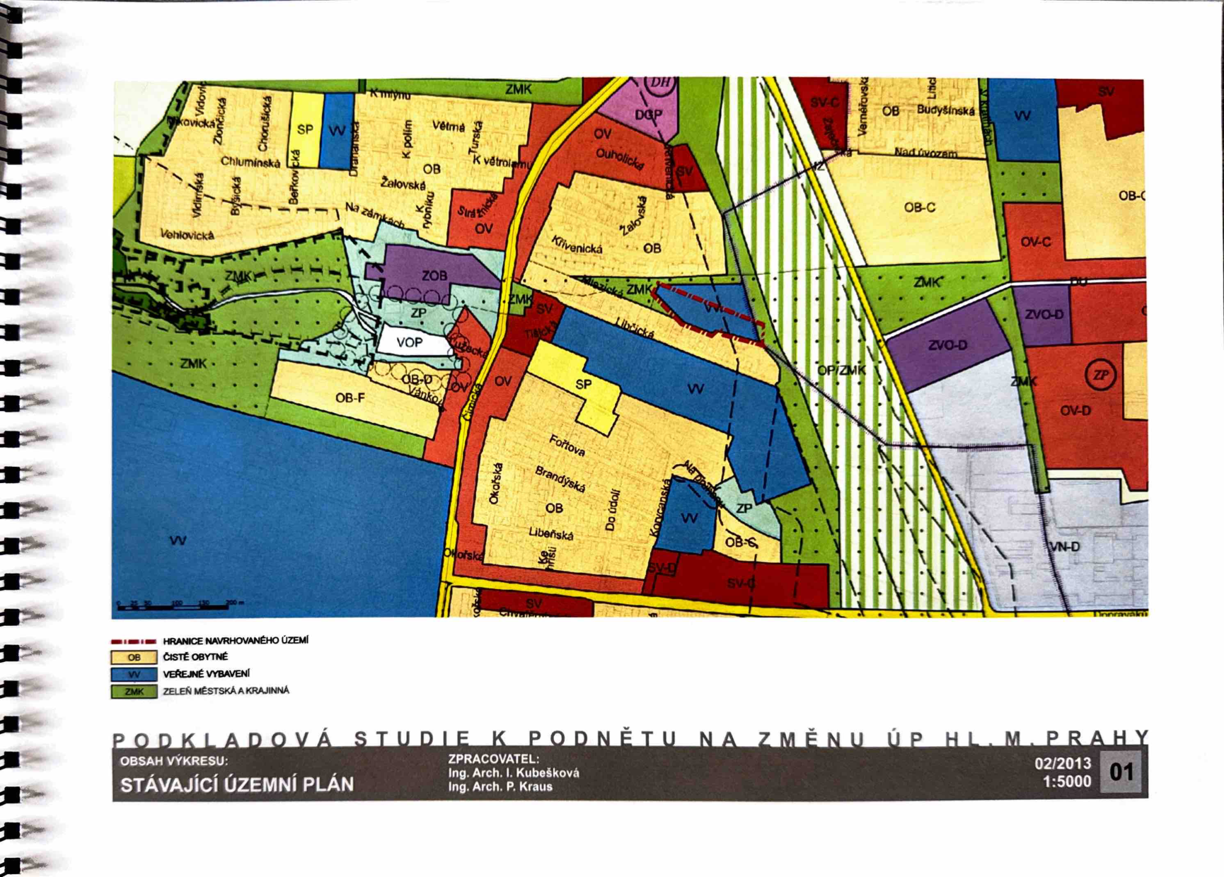 Mapa územního plánu (podkladová studie ke změně ÚP hl. m. Prahy).
