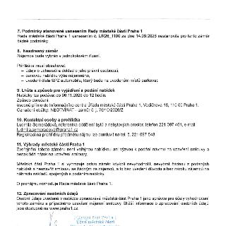 7. Podmínky stanovené usnesením Rady městské části Praha 1: Rada městské části Praha 1 usnesením č. UR26_1100 ze dne 14.09.2026 nestanovila pro tento záměr žád…