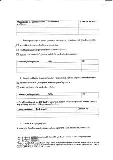 Formulář pro žadatele o podporu de minimis. Obsahuje tabulku pro vyplnění údajů o podniku (Obchodní jméno, Sídlo/Adresa, IČ/Datum narození). Bod 3: Prohlášení…