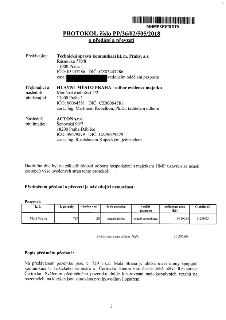 Protokol číslo PP/36/02/505/2018 o předání a převzetí nemovitosti. Předávající: Technická správa komunikací hl. m. Prahy, a.s., Řásnovka 770/8, 11000 Praha 1.…