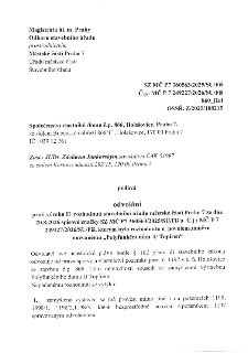 Magistrátu hl. m. Prahy Odboru stavebního úřadu prostřednictvím Městské části Praha 7 Úřadu městské části Stavebního úřadu. SZ MČ P7 360563/2025/SU/Fiš, Č.j.:…