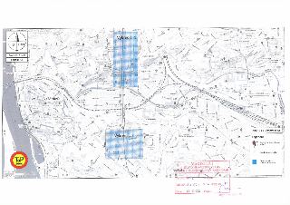 Situační plán stavby (Etapa č. 2 + 4) v Praze, oblast Nusle/Vyšehrad. Mapa obsahuje vyznačené oblasti 'Výkres č. 1' (okolí Nuselského mostu) a 'Výkres č. 2' (o…