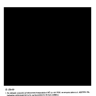 D. Závěr. I. Na základě výsledků přezkoumání hospodaření MČ za rok 2025, ve smyslu zákona č. 420/2004 Sb. (zejména ustanovení § 2 a 3), lze konstatovat, že byl…