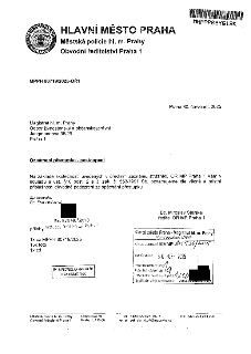 Oznámení přestupku - postoupení. HLAVNÍ MĚSTO PRAHA, Městská policie hl. m. Prahy, Obvodní ředitelství Praha 1. MPPH 80719/2025-OŘ1, Praha 30. červenec 2025. O…