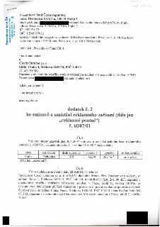 Dodatek č. 2 ke smlouvě o umístění reklamního zařízení (reklamní poutač) č. 6D07/01. Smluvní strany: Pozemkový fond České republiky (sídlo Husinecká 1024/11a,…