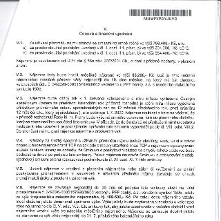 Článek V. Cenová a finanční ujednání nájemní smlouvy: V.1. Roční nájemné činí 758.400,- Kč (a) 204.000,- Kč, b) 554.400,- Kč). Nájemné je osvobozeno od DPH. V.…