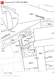 Katastrální mapa zobrazující pozemek parc. č. 1713/12 v k.ú. Žižkov. Mapa obsahuje čísla parcel (např. 1437/2, 1437/1, 4360/1, 1713/6, 1713/8, 1713/9, 1713/10,…