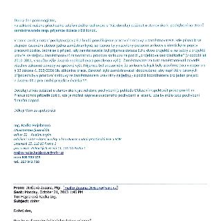 Naskenovaná stránka textového dokumentu (dopis/e-mail):

Dobrý den paní magistro,
na základě našeho přechozího telefonického rozhovoru si Vás dovoluji požádat…