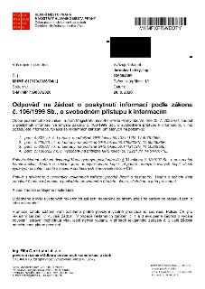 Odpověď na žádost o poskytnutí informací podle zákona č. 106/1999 Sb., o svobodném přístupu k informacím. Vydal: Magistrát hlavního města Prahy, Odbor pozemníc…