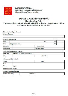 Žádost o poskytnutí dotace hlavního města Prahy: Program podpory aktivit městských částí hl. m. Prahy v oblasti pomoci lidem bez domova na lokální úrovni pro r…