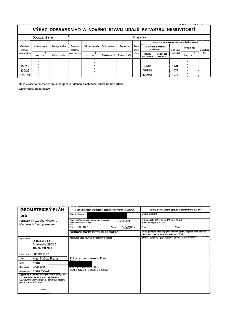 Geometrický plán pro vymezení rozsahu věcného břemene k části pozemku. Tabulka 'Výkaz dosavadního a nového stavu údajů katastru nemovitostí' obsahuje parcely 3…