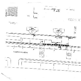 Plán stavby / situační nákres pobřeží s označením 'RAŠÍNOVO NÁBŘEŽÍ' a 'Vltava', měřítko 1:250, příloha č. 1. Obsahuje texty: 'SCHODIŠTĚ SEVERNÍ', 'VELKÝ PŘÍST…