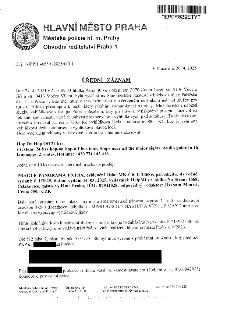 Úřední záznam Městské policie hl. m. Prahy, Obvodní ředitelství Praha 1, č. j. MPPH 46559 /2025/OŘ 1, v Praze dne 26. 4. 2025. Dne 24. 4. 2024 v čase 09:33 byl…
