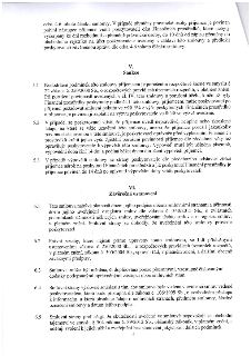 Text dokumentu obsahuje část článku o přeměně právnické osoby a dále články V. Sankce a VI. Závěrečná ustanovení. Článek V. (Sankce) řeší porušení rozpočtové k…