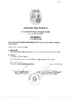 Městská část Praha 9, 14. Zastupitelstvo městské části ze dne 09.06.2026. Usnesení č. Us ZMČ 28/26: Stanovení počtu členů Zastupitelstva MČ Praha 9 pro volební…