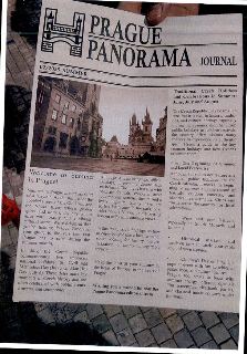Naskenovaná stránka letáku nebo časopisu 'PRAGUE PANORAMA JOURNAL', 02/2025 SUMMER. Obsahuje texty o letní Praze, tradičních českých svátcích a oslavách v létě…