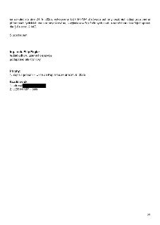 Závěrečná část úředního dokumentu. Text: 'se uskutečnilo dne 24. 9. 2025, vyhotovený UZR MHMP. Z důvodu ochrany osobních údajů jsou jména přítomných fyzických…