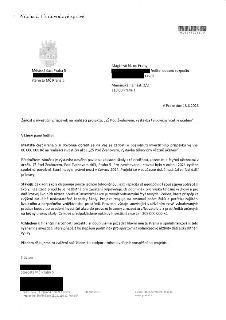 Žádost o investiční příspěvek na realizaci projektu „ZŠ Pod Žvahovem, výstavba tělocvičny včetně učeben“. Odesílatel: Městská část Praha 5, adresát: Magistrát…