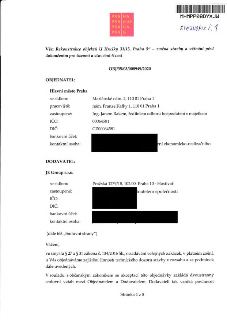 Naskenovaná stránka textového dokumentu. Hlavička: MHMPP08DYXJW, STEJNOPIS č. 1. Věc: Rekonstrukce objektů U Hrušky 31/15, Praha 5 - změna stavby a užívání pře…