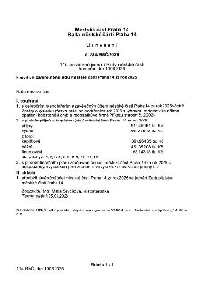 Usnesení Rady městské části Praha 14 č. 334/RMČ/2026 ze dne 10.06.2026 k návrhu k závěrečnému účtu městské části Praha 14 za rok 2025. Rada souhlasí s hospodař…
