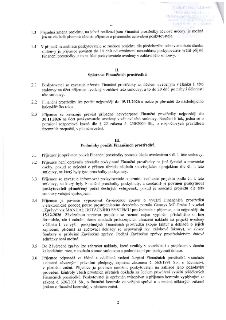 Strana 2 smlouvy o poskytnutí finančních prostředků. Obsahuje body: 1.3 (změna projektu), 1.4 (nesouhlas poskytovatele), II. Splatnost finančních prostředků (2…