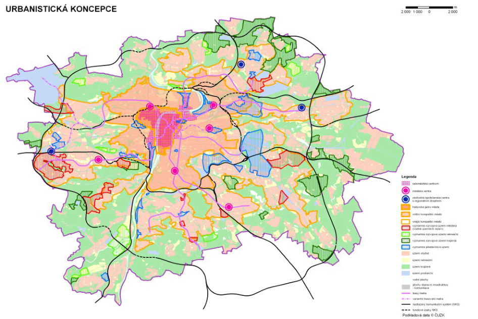 Urbanistická koncepce územního plánu (schéma rozvoje města).