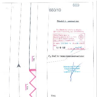 Plánek č. 1 – současný stav. Číslo parcel 689, 680/10. Souhlasné stanovisko ve smyslu §77 odst. 1 c) a 2 b), z.č. 361/2000 Sb. Policie České republiky, Krajské…