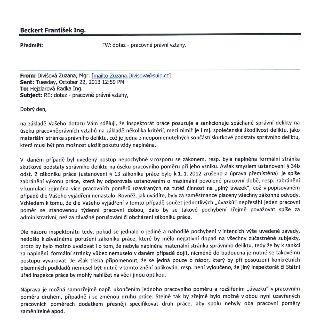 Beckert František Ing. Předmět: FW: dotaz - pracovně právní vztahy. From: Divišová Zuzana, Mgr. [mailto:Zuzana.Divisova@suip.cz]. Sent: Tuesday, October 22, 20…