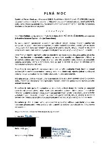 PLNÁ MOC

Společnost Terson Real, a.s., Klimentská 1246/1, Nové Město, 110 00 Praha 1, IČ: 17631602, zastoupená předsedou správní rady Alexanderem Adámkem a čl…