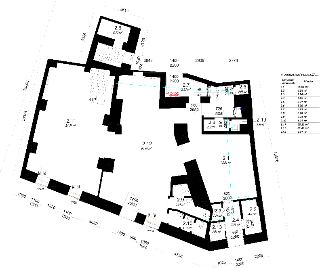Plán stavby (půdorys) - 1. NADZEMNÍ PODLAŽÍ. Seznam místností a ploch: 2.1 26.01 m², 2.2 4.03 m², 2.3 1.24 m², 2.4 4.25 m², 2.5 0.91 m², 2.6 8.30 m², 2.7 5.23…