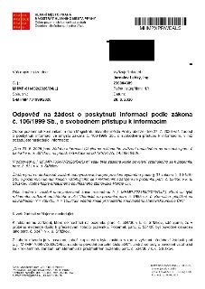 Odpověď na žádost o poskytnutí informací podle zákona č. 106/1999 Sb., o svobodném přístupu k informacím. Vydal: Magistrát hlavního města Prahy, Odbor pozemníc…