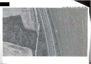 Ortofotomapa s překryvem katastrální mapy zobrazující oblast u dálnice (Pražský okruh). V mapě jsou vyznačena čísla parcel: 63/9, 622/10, 58/12, 58/13, 63/10,…