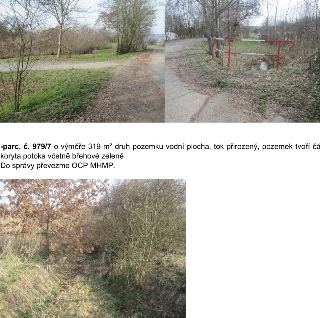 Fotografie pozemku parc. č. 979/7 o výměře 319 m², druh pozemku vodní plocha, tok přirozený. Pozemek tvoří část koryta potoka včetně břehové zeleně. Do správy…