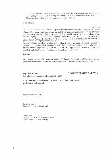 Druhá strana rozhodnutí o povolení reklamního zařízení v silničním ochranném pásmu. Obsah: 2. bod technických parametrů umístění (20 m za SVO č. 904160, souřad…