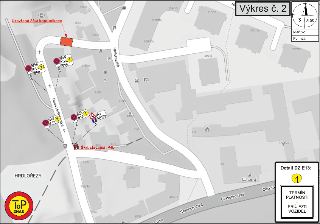 Výkres č. 2 znázorňující dopravní značení v ulicích Hrdlořezská a Českobrodská (Hrdlořezy). Jsou zde vyznačeny dopravní značky B28, E13, E8b, A9, IP10a, uzavře…