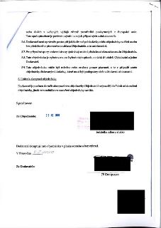 Naskenovaná stránka textového dokumentu (smlouva/objednávka). Obsahuje text smluvních podmínek (body 5.6 až 6), datum vydání objednávky 03-02-2020 za Objednate…