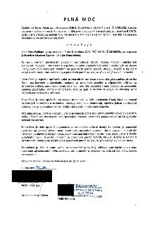 PLNÁ MOC
Společnost Terson Real, a.s., Klimentská 1246/1, Nové Město, 110 00 Praha 1, IČ: 17631602, zapsaná v obchodním rejstříku vedeném u Městského soudu v P…