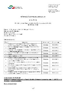 Zápis z 18. řádného jednání Rady městské části Praha-Zbraslav konaného dne 20.05.2026 v 16:30. Přítomni: K. Pavlíková, A. Háněl, K. Hloupá, F. Toušek. Dále pří…