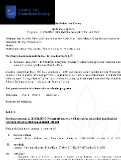 Městská část Praha-Dolní Chabry, Rada městské části, Program č. 112/26/RMČ mimořádného zasedání ze dne 16.9.2026. Přítomni: Mgr. Kateřina Šilhová Šafránková, S…