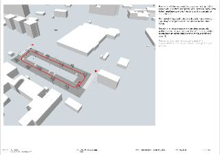 Vizualizace projektu 'BYTOVÝ PARK MICHLE' (studie, 07/2025, č. výkresu 09). Obrázek znázorňuje axonometrické schéma dopravy v klidu (parkování). Text v obrázku…