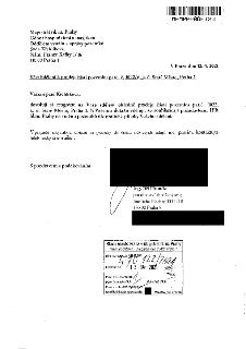 Úřední dopis Magistrátu hl. m. Prahy ze dne 12. 4. 2021 adresovaný paní Soňě Křehlíkové. Věc: Sdělení k prodeji části pozemku parc. č. 1022/6, k. ú. Staré Měst…