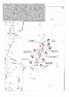 Situační nákres dopravního značení a záborů (mapa ulic Jednořadá, Ve Struhách, Antonína Čermáka, Maďarská, Mlýnská, Puškinova, Juarezova, Goethova), parcely, k…