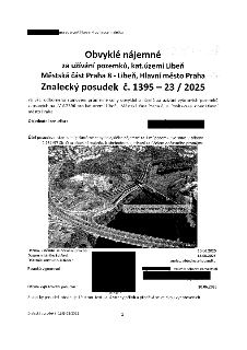 Znalecký posudek č. 1395 – 23 / 2025 pro stanovení obvyklého nájemného za užívání pozemků v katastrálním území Libeň, Městská část Praha 8, ul. Povltavská. Úče…