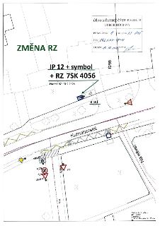 Situační nákres dopravního značení - Změna RZ. Úřad městské části Praha 15, odbor dopravy. Příloha číslo 1, sp.zn. SZ ÚMC P15 092154/2022, datum 16.10.2022. Zm…